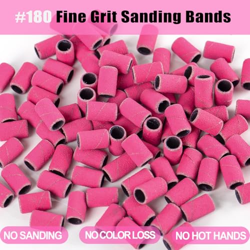 Haozher 135 Pcs Nail Drill Bits Set with Sanding Bands - 4 Grits