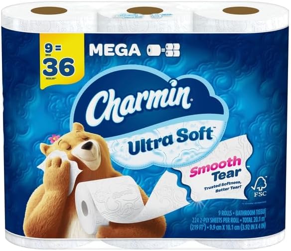 Charmin Ultra Soft Toilet Paper - 6 Mega Rolls | Equivalent to 24 Regular Rolls