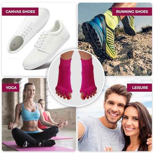 Fuchsia Happy Feet Toe Separator Alignment Socks for Foot Relief