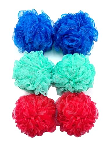 Amazon Basics Exfoliating Bath Loofah Set - Multicolor, Pack of 6