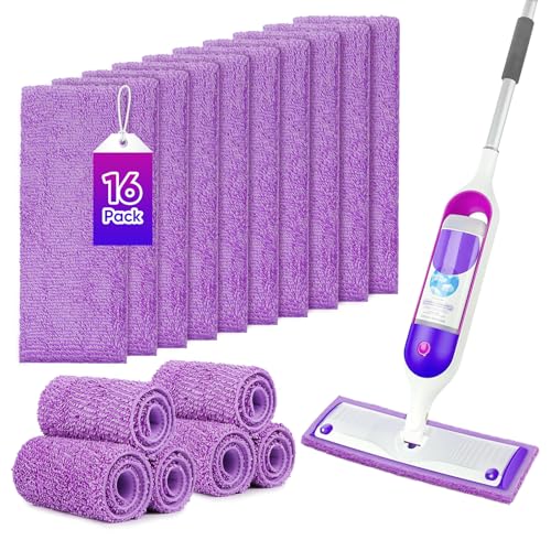 GLIMGLINT Reusable Microfiber Mop Pads for 13-15 Inch Spray Mops, 16 Pack