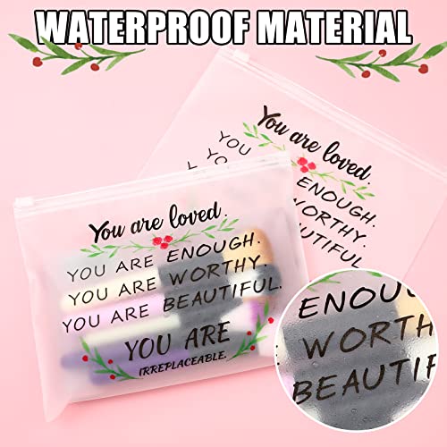 60 Pcs Inspirational Quote Makeup Bags - Waterproof EVA Cosmetic Pouch