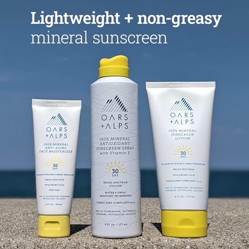 Oars + Alps SPF 30 Mineral Sunscreen Spray 6 Fl Oz - Hydrating & Lightweight