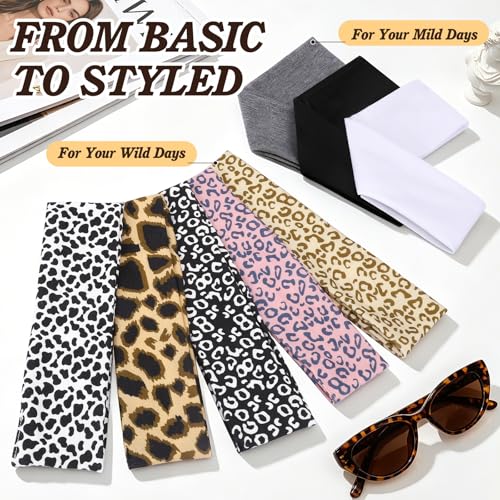 Fashion Cheetah Print Headbands Set for Women - 8 Pack Hair Accessories