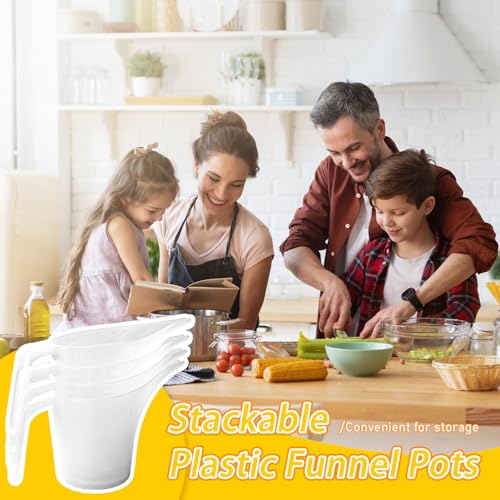 4-Pack 1000ml Measuring Funnel Pitchers - Long Spout Plastic Cups