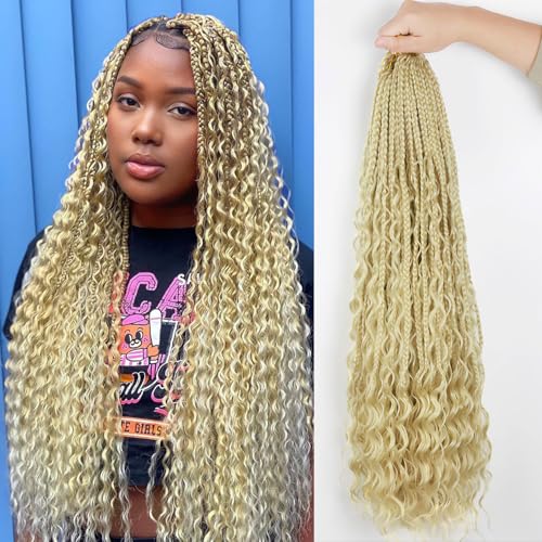 14 Inch Goddess Boho Box Braids - Pre-Looped Crochet Hair (9 Packs)
