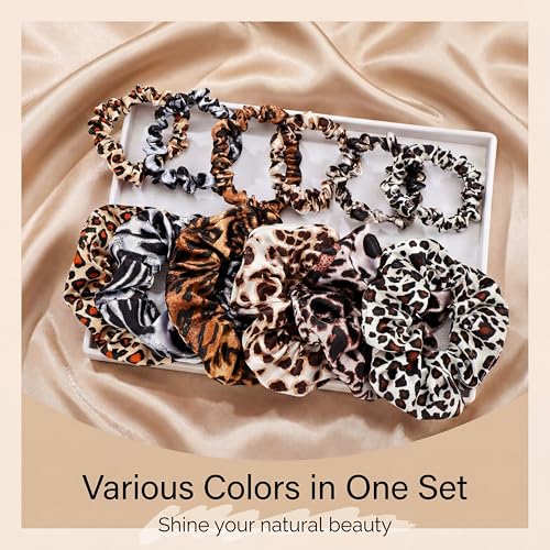 Willbond 24 Pcs Bright Colors Leopard Satin Hair Scrunchies