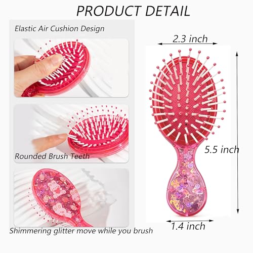 Mini Glitter Detangling Hair Brush for Kids & Adults - Purple