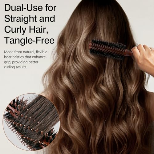 Jaasuee Natural Boar Bristle Hair Brush with Wooden Handle for Styling & Shine