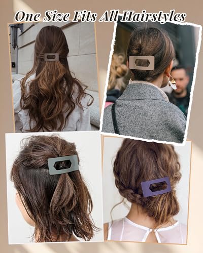 Mesovor Morandi Matte Flat Claw Hair Clips for Women – Durable Non-Slip Hair Accessories (6 Pack)
