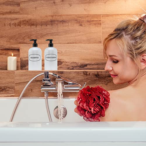 16 oz Refillable Shampoo & Conditioner Bottles with Pumps - Frosted Clear
