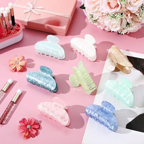 Yuxung 8 Pcs Large Marble Acrylic Hair Claw Clips - Multicolor