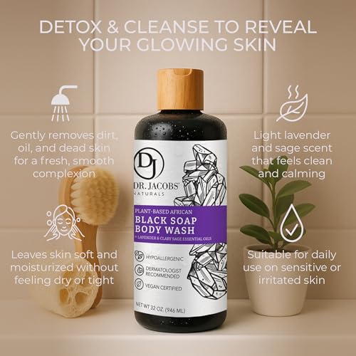 Dr. Jacobs Naturals African Black Liquid Soap, Lavender & Sage, 16oz