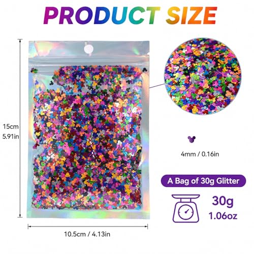 Foluvinzzis Mick-ey Shapes Glitter 30g Holographic Nail & Craft Sequin Mix