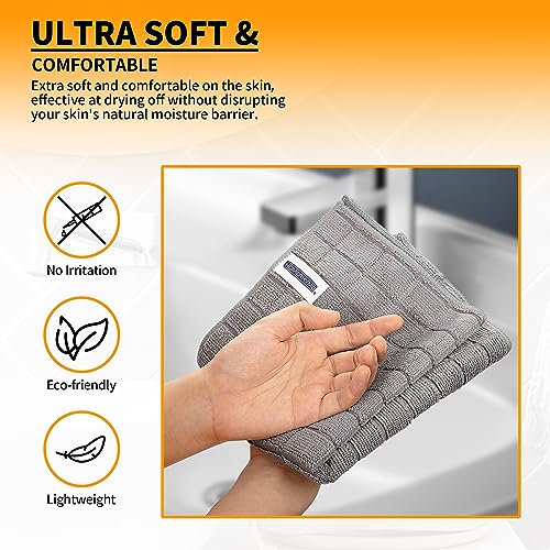 Grey Microfiber Hand Towels 6 Pack - Quick Dry & Lint Free