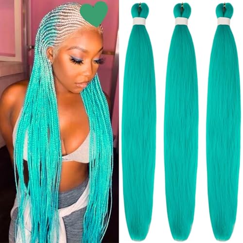 Aqua Blue Pre-Stretched Braiding Hair Extensions - 26 Inch (Pack of 3)
