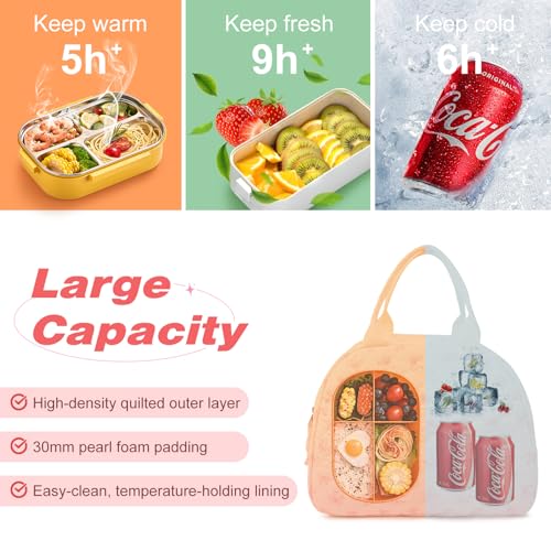 Aileam Quilted Floral Insulated Lunch Bag - Large Capacity Tote