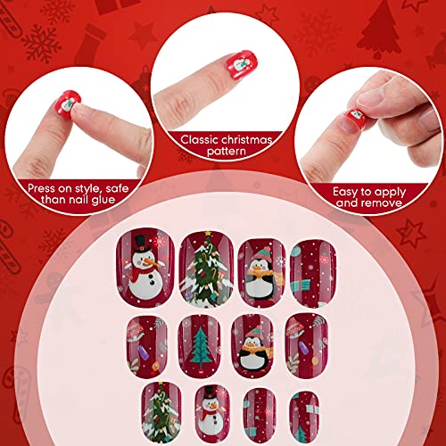 Maitys 240 Pcs Kids Press-On Nails - Pre-Glued Short Artificial Nail Kit