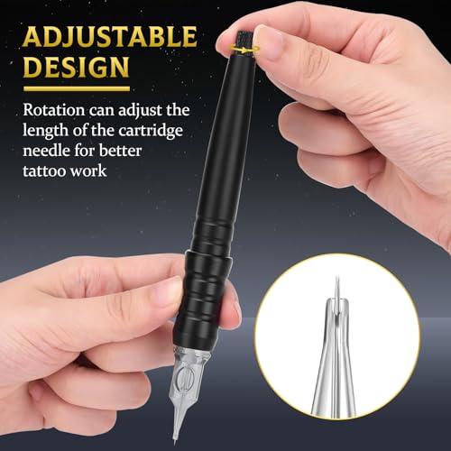 ATOMUS Gray DIY Tattoo Cartridge Pen Kit with Stencil Practice Skin & Ink Cups