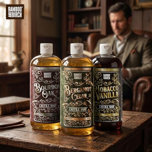 BAMBOO AND BIRCH Castile Soap Liquid, Bergamot Cedar, 32 oz Body Wash