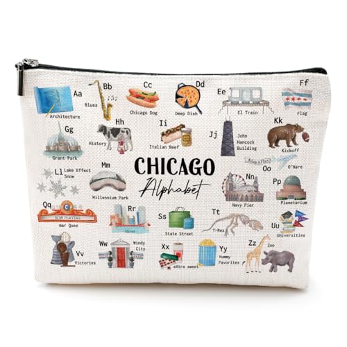 ChiCaGo Alphabet Cosmetic Bag – PQV Travel MakeUp Pouch for Women (Chicago Lovers)