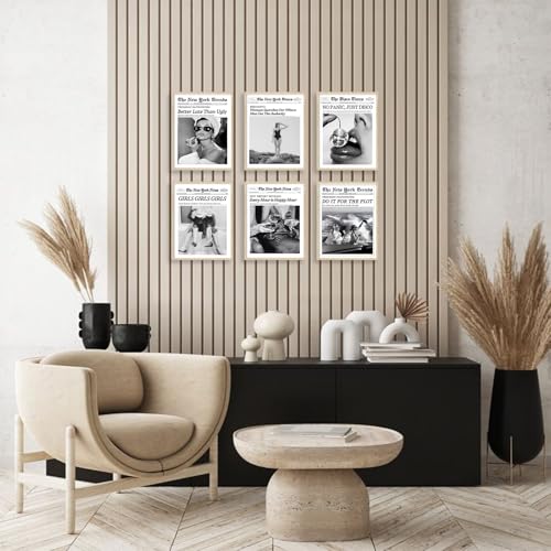Retro New York Newspaper Wall Art Set - 6 Unframed 8x10 Prints