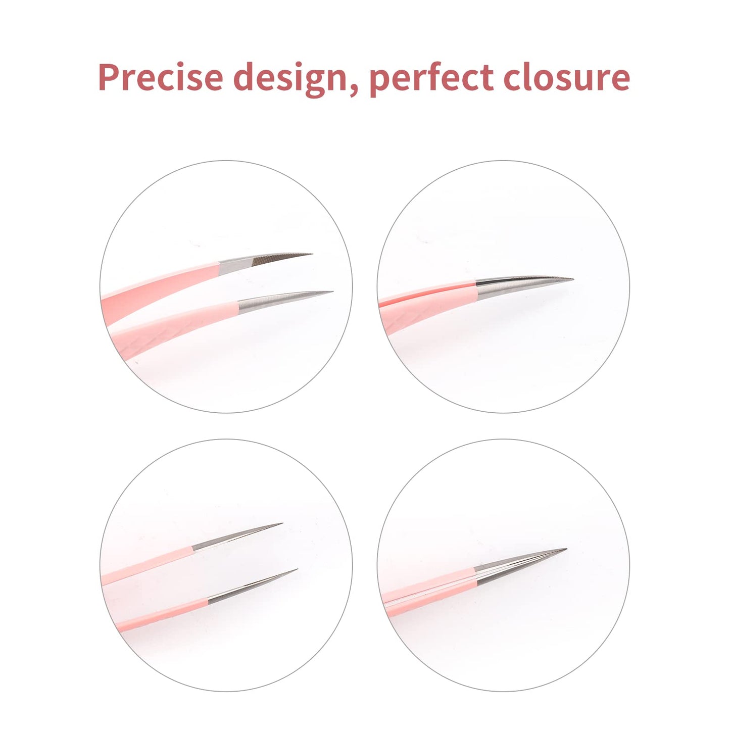 Pink Dolphin-shaped Eyelash Tweezers for Extensions - Curved, Fine, Angled