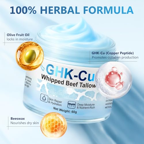 Barklytic GHK-Cu Copper Peptide Beef Tallow Balm, 2 Fl Oz - Hydrating Facial Moisturizer for All Skin Types
