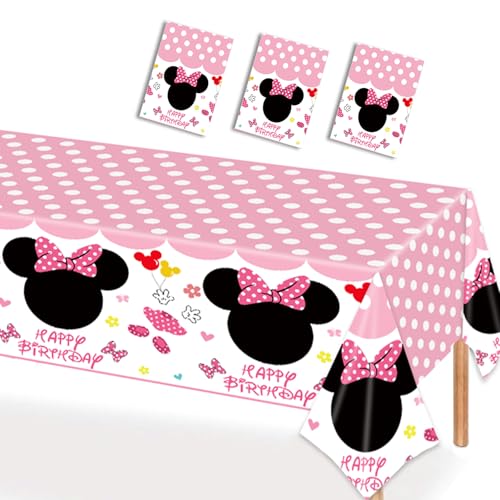 3-Pack Pink Mouse Disposable Tablecloths for Kids' Parties
