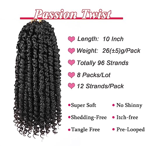 Leeven 10 Inch Pre-Looped Passion Twist Crochet Hair - 1B# (Pack of 8)