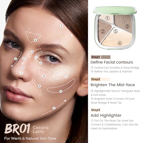 FOCALLURE 4-in-1 Highlighter and Contour Palette - Sculpting Face Powder