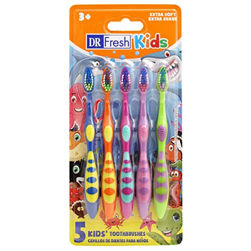 Dr. Fresh Kids Toothbrushes Value Pack - Extra Soft Bristles, 5/Pk