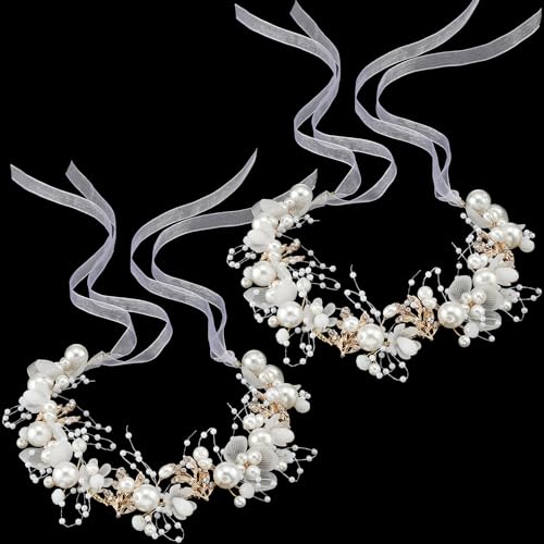 Retrowavy Flower Girl Pearl & Rhinestone Headband, 2-Piece Set
