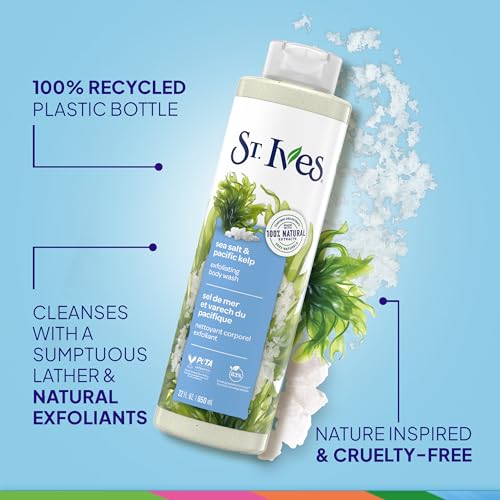 St. Ives Exfoliating Body Wash with Sea Salt & Pacific Kelp - 22 Fl Oz (Pack of 2)