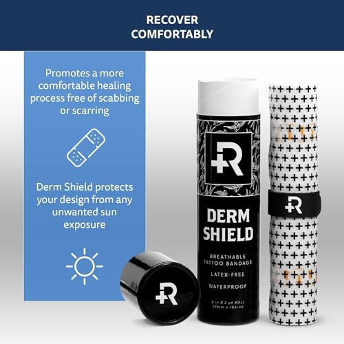 Recovery Aftercare Derm Shield Tattoo Cover Up Patch - Latex-Free & Waterproof Tattoo Aftercare Bandage - Transparent Matte Film - Breathable & Flexible - Promotes Healing & Skin Renewal (6" x 2?yd)