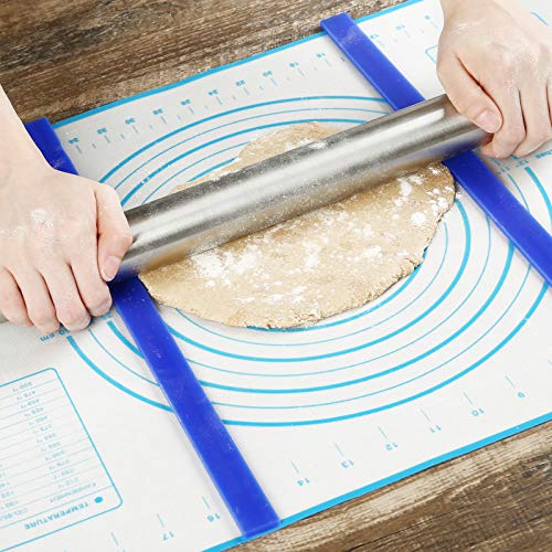 GWHOLE Silicone Rolling Pin Guides Set - 6 Pcs Non-Stick Dough Thickness Rulers for Baking
