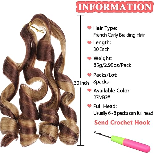 Xtrend 30 Inch French Curly Braiding Hair, 8 Packs Pre-Stretched Synthetic
