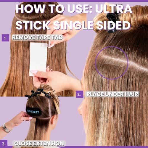 Big Kizzy Ultra Stick Tape for Hair Extensions - 48 Tabs, 6-8 Weeks Hold