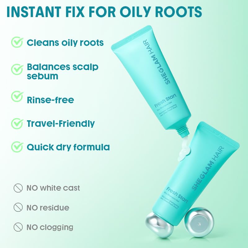 Dry Shampoo Gel - TSA Approved Non-Aerosol Travel Size, Instant Oil Control & Volumizing Scalp Care | Refreshing Citrus Scent, 2.36 fl oz