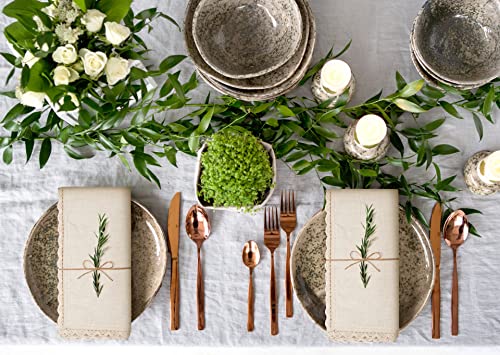 Oversized Cloth Napkins Set of 4 - 20x20 Natural Flax-Cotton
