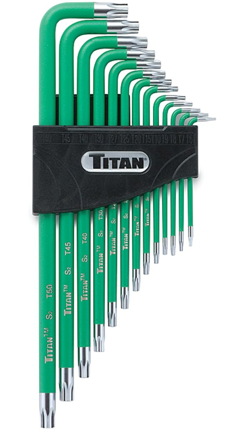 Titan Tools 12715 Extra-Long Arm Tamper Resistant Star Key Set - 13 Piece , Green, 1