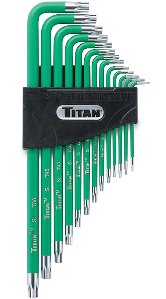 Titan Tools 12715 Extra-Long Arm Tamper Resistant Star Key Set - 13 Piece , Green, 1