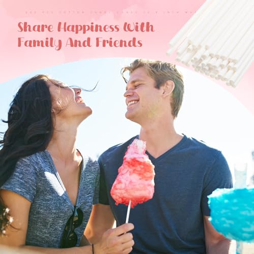 Honeydak 100 Pcs Cotton Candy Cones - 13.8 Inch Food-Grade Paper for Parties