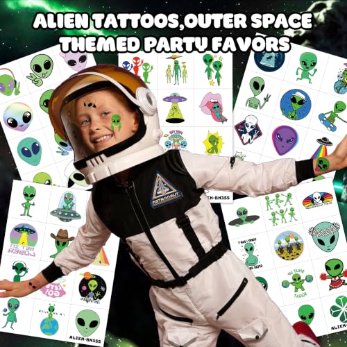 60 Alien Temporary Tattoos for Kids - Outer Space Party Favors