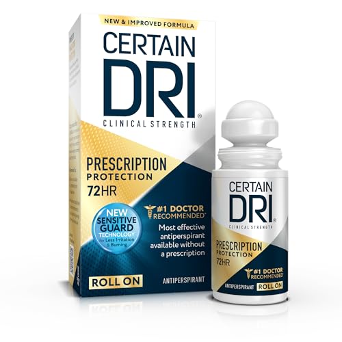 Certain Dri Prescription Strength Clinical Antiperspirant Roll-On - 72-Hour Sweat & Odor Protection for Excessive Sweating & Hyperhidrosis - 15% Aluminum Chloride - Fragrance-Free - 1.2 fl oz