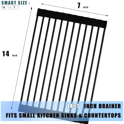 Silicone Wrapped Dish Drying Rack - Foldable, Heat Resistant, 14.5" x 7"
