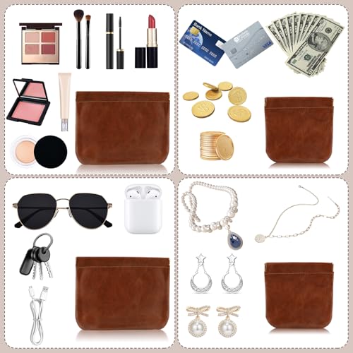 Tiltol Small Leather Makeup Bag Set - 2 Pack Portable Cosmetic Pouches