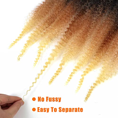 RENJOING 24 Inch Afro Spring Twist Hair Extensions - 3 Pack Crochet Braids