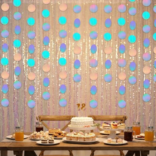 Iridescent Circle Garlands - 6 Pack 13ft Holographic Party Decorations