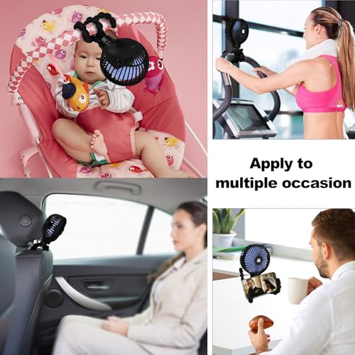 TRELC Mini Stroller Fan with 19H Battery Life - Portable & Rechargeable